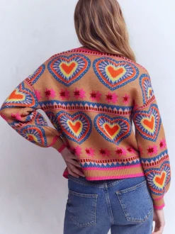 Boden Cream Abi Jacquard Cardigan