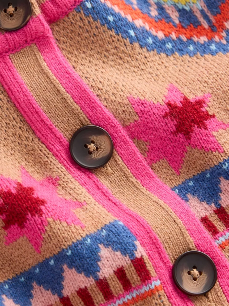 Boden Cream Abi Jacquard Cardigan