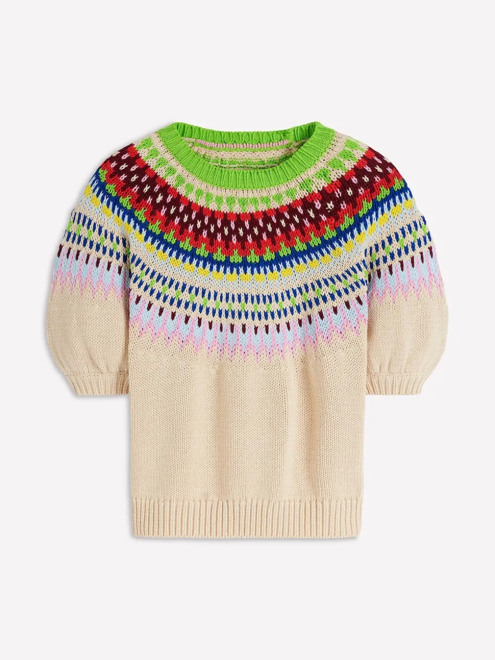 Boden Cream Margot Puff Sleeve T-Shirt