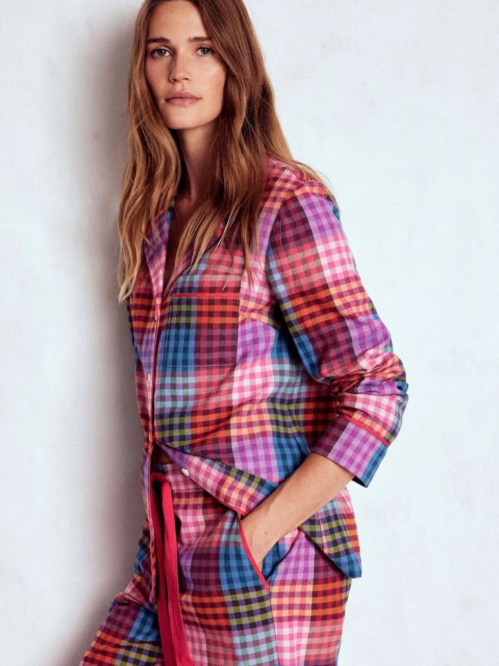 Boden Pink Brushed Cotton Pyjama Shirt