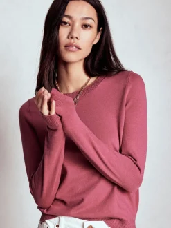 Boden Pink Emilia Cotton Crew Jumper