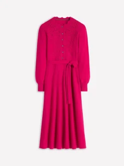 Boden Pink Lace Insert Knitted Midi Dress