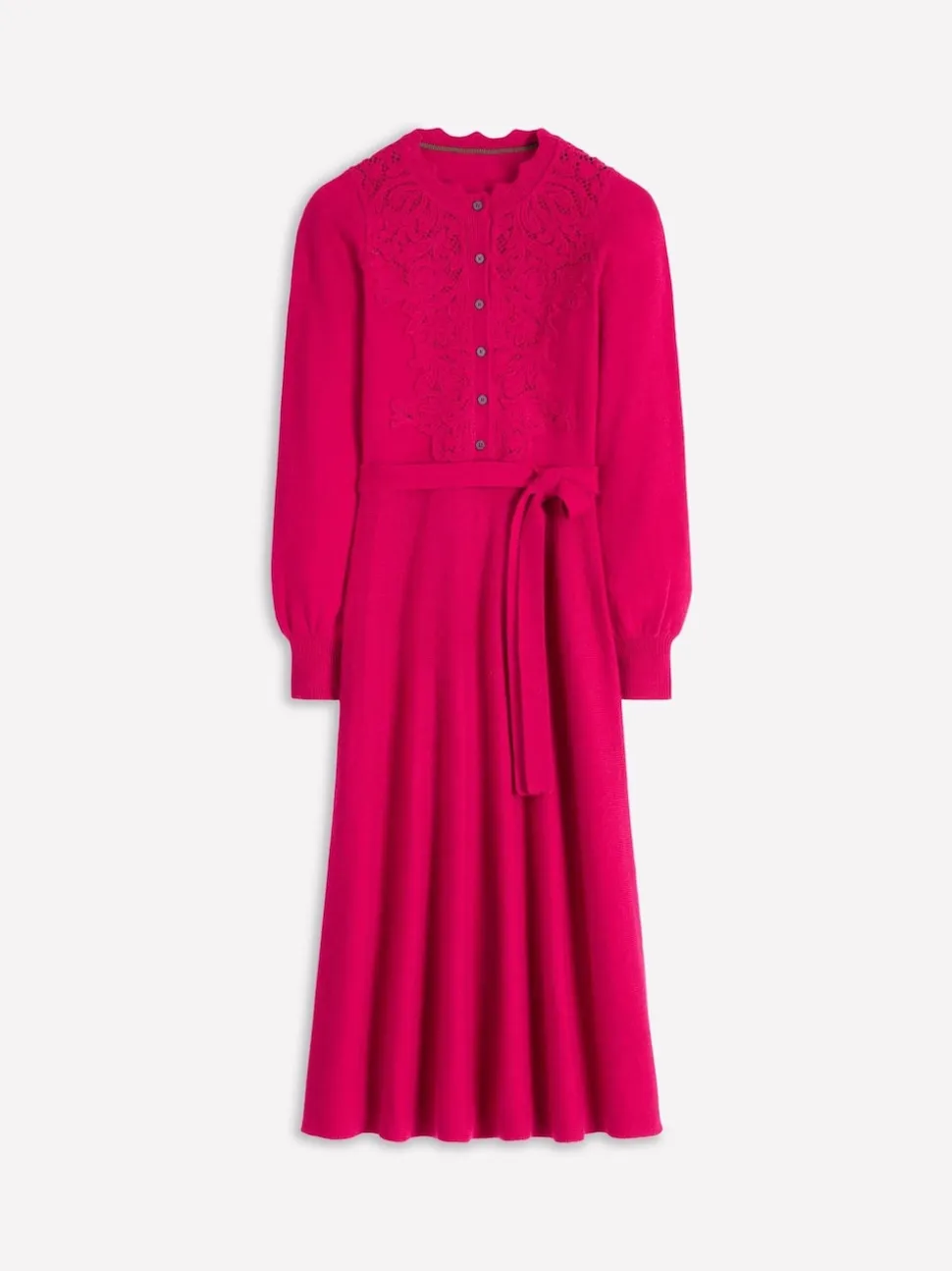 Boden Pink Lace Insert Knitted Midi Dress