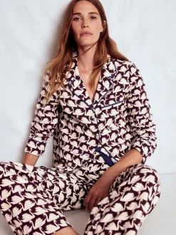 Boden Purple Brushed Cotton Pyjama Shirt