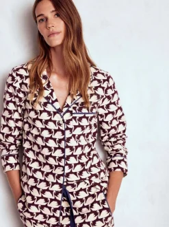 Boden Purple Brushed Cotton Pyjama Shirt