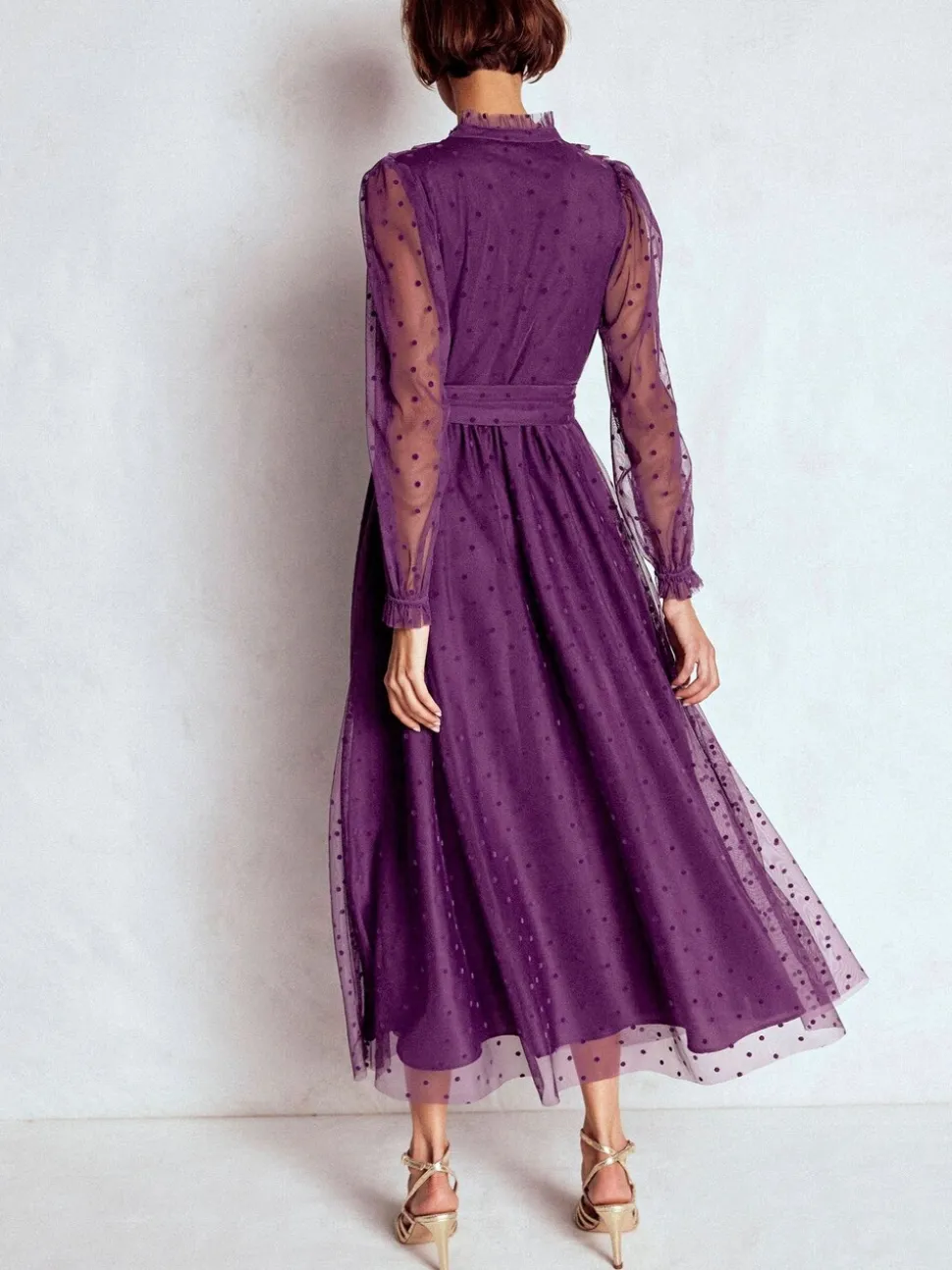 Boden Purple Tulle Ruffle Maxi Dress