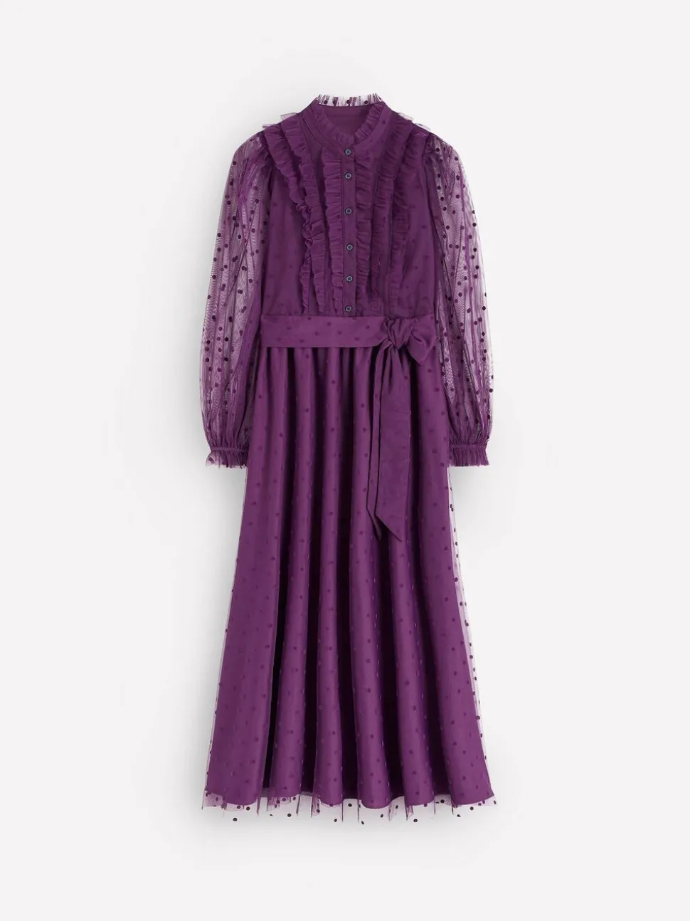 Boden Purple Tulle Ruffle Maxi Dress