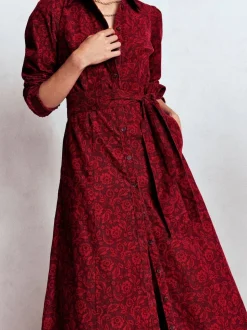 Boden Red Clara Cord Midi Dress