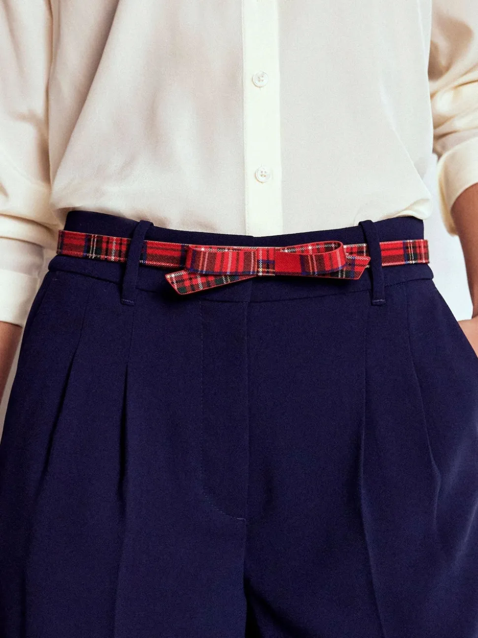 Boden Red Skinny Bow Belt