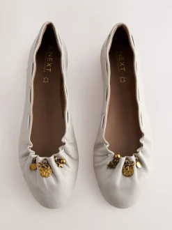 Bone Forever Comfort® Leather Ruched Charm Ballet Flats