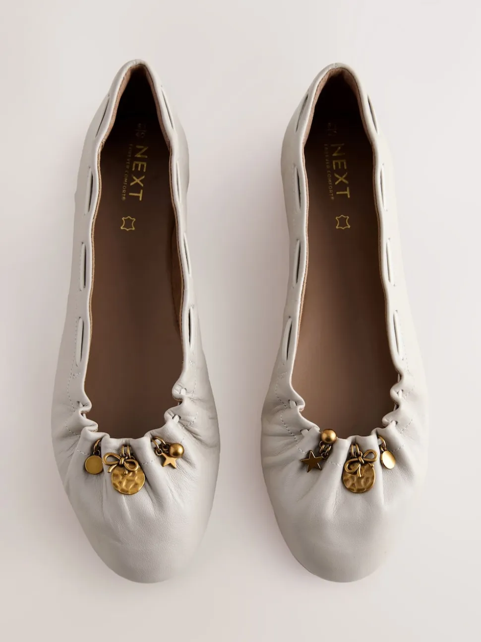 Bone Forever Comfort® Leather Ruched Charm Ballet Flats