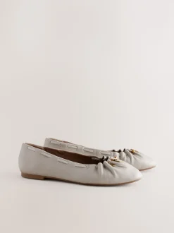 Bone Forever Comfort® Leather Ruched Charm Ballet Flats