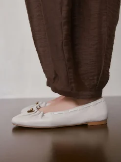 Bone Forever Comfort® Leather Ruched Charm Ballet Flats