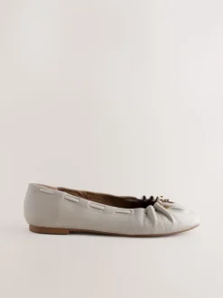 Bone Forever Comfort® Leather Ruched Charm Ballet Flats