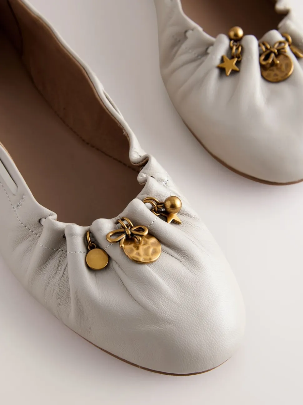 Bone Forever Comfort® Leather Ruched Charm Ballet Flats