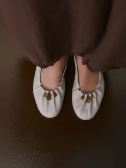 Bone Forever Comfort® Leather Ruched Charm Ballet Flats
