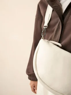 Bone Leather Sling Cross-Body Bag