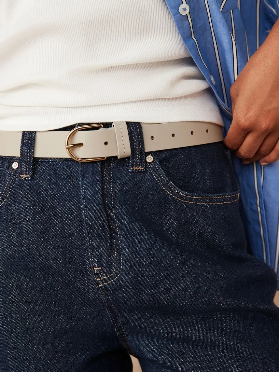 Bone Regular Leather Belt