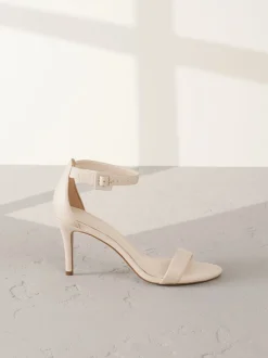 Bone Signature Premium Leather Round Toe Buckle Detail Mid Simple Sandals