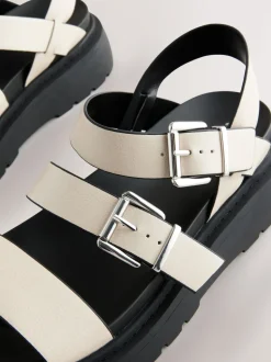Bone Standard/Wide Fit Chunky Buckled Sandals