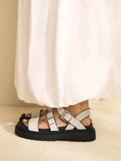 Bone Standard/Wide Fit Chunky Buckled Sandals
