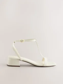 Bone Standard/Wide Fit Forever Comfort® Low Block Strappy Sandals