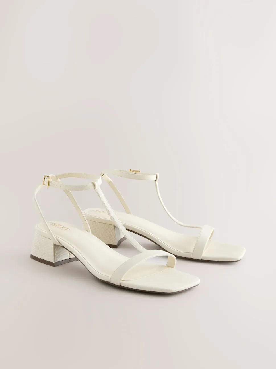 Bone Standard/Wide Fit Forever Comfort® Low Block Strappy Sandals