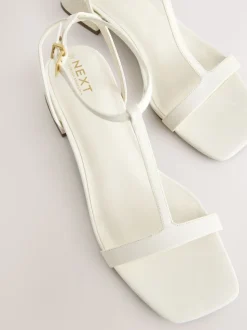Bone Standard/Wide Fit Forever Comfort® Low Block Strappy Sandals