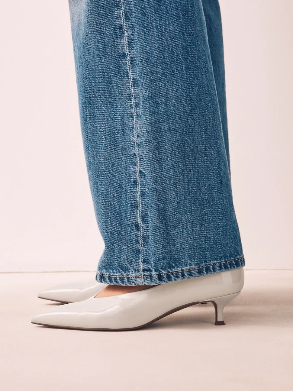 Bone Standard/Wide Fit Point Toe Low Kitten Heels Shoes