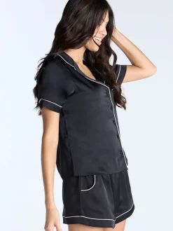 Boux Avenue Black Luxe Satin Short Pyjamas Set