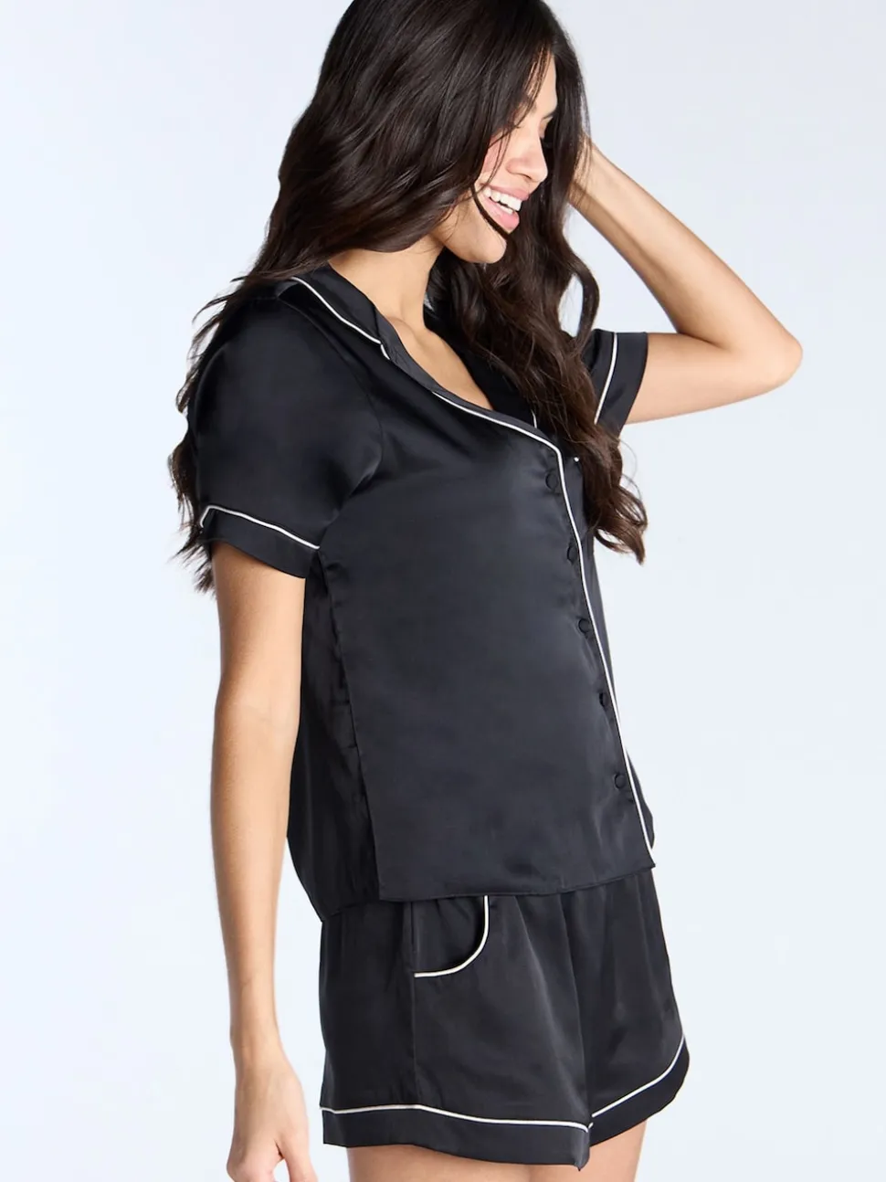 Boux Avenue Black Luxe Satin Short Pyjamas Set