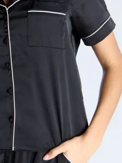 Boux Avenue Black Luxe Satin Short Pyjamas Set