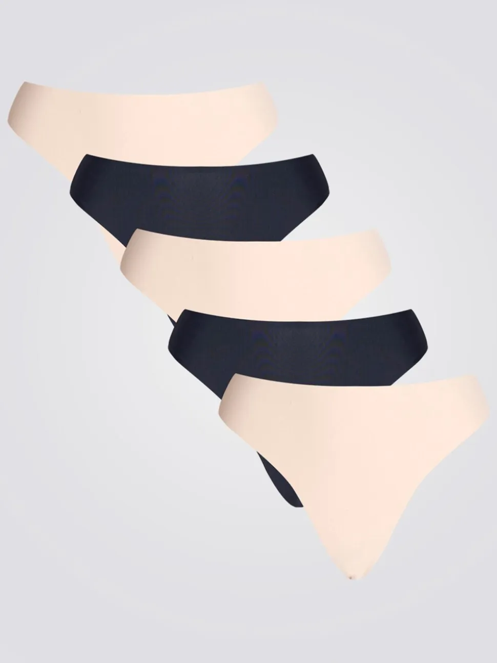 Boux Avenue Black/Nude Seamless Microfibre Thongs 5 Pack