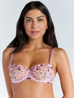 Boux Avenue Pink Evelyn Floral Embroidered Balconette Bra