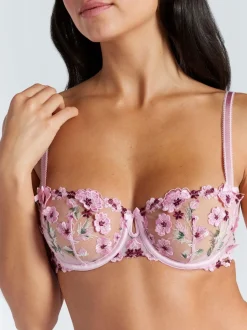 Boux Avenue Pink Evelyn Floral Embroidered Balconette Bra