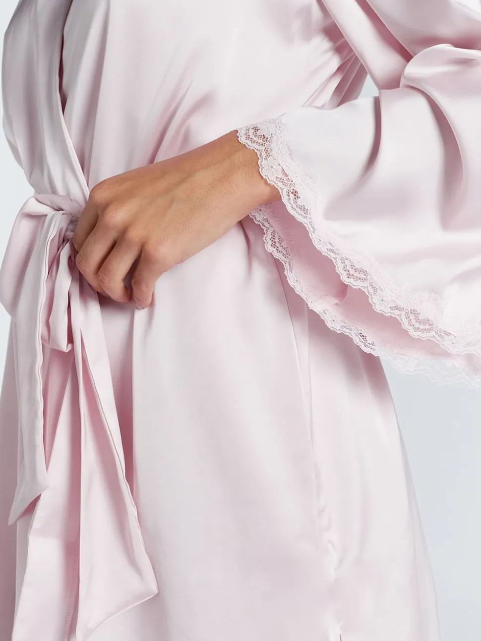 Boux Avenue Pink Kaya Lace Trim Satin Robe