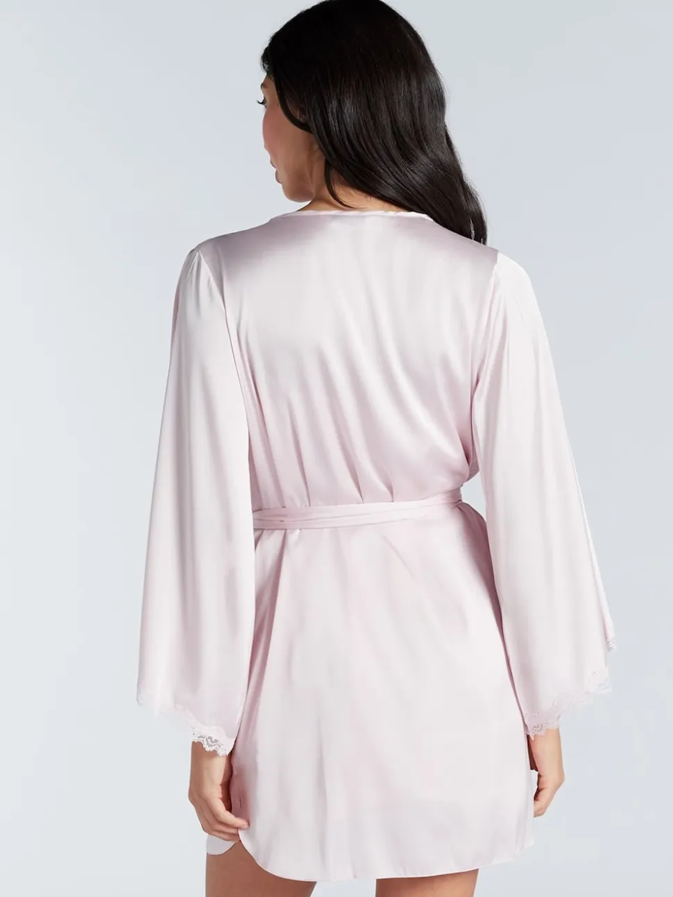 Boux Avenue Pink Kaya Lace Trim Satin Robe