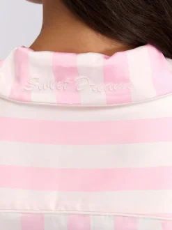 Boux Avenue Pink Oversized Satin Revere & Pyjamas Set