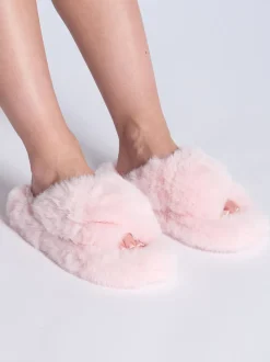Boux Avenue Pink Ridge Sole Cross Band Slippers
