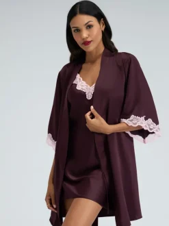 Boux Avenue Purple Amelia Satin Short Robe
