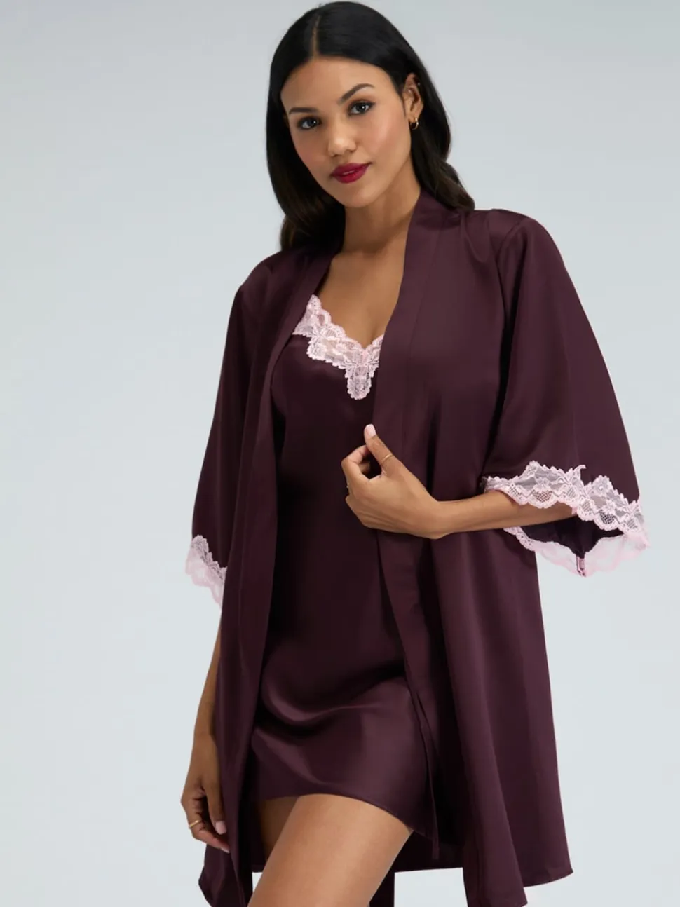 Boux Avenue Purple Amelia Satin Short Robe