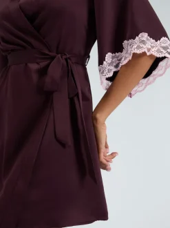 Boux Avenue Purple Amelia Satin Short Robe