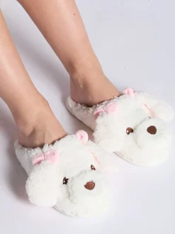 Boux Avenue White Dog Borg Mules
