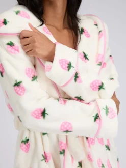 Boux Avenue White Fluffy Strawberry Short Dressing Gown