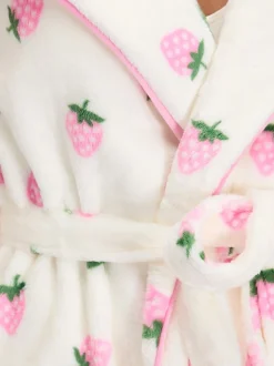 Boux Avenue White Fluffy Strawberry Short Dressing Gown