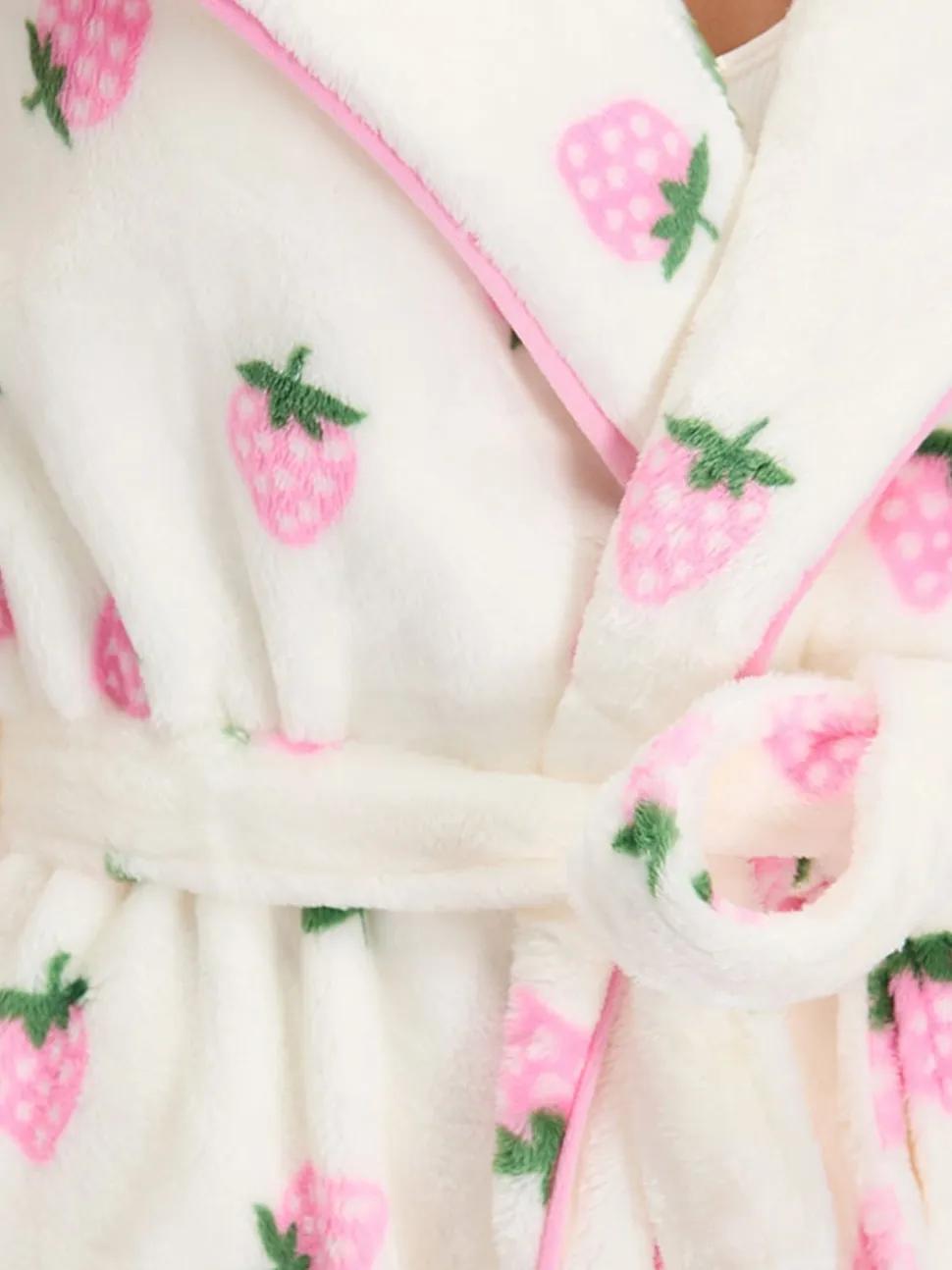 Boux Avenue White Fluffy Strawberry Short Dressing Gown