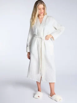 Boux Avenue White Long Waffle Robe
