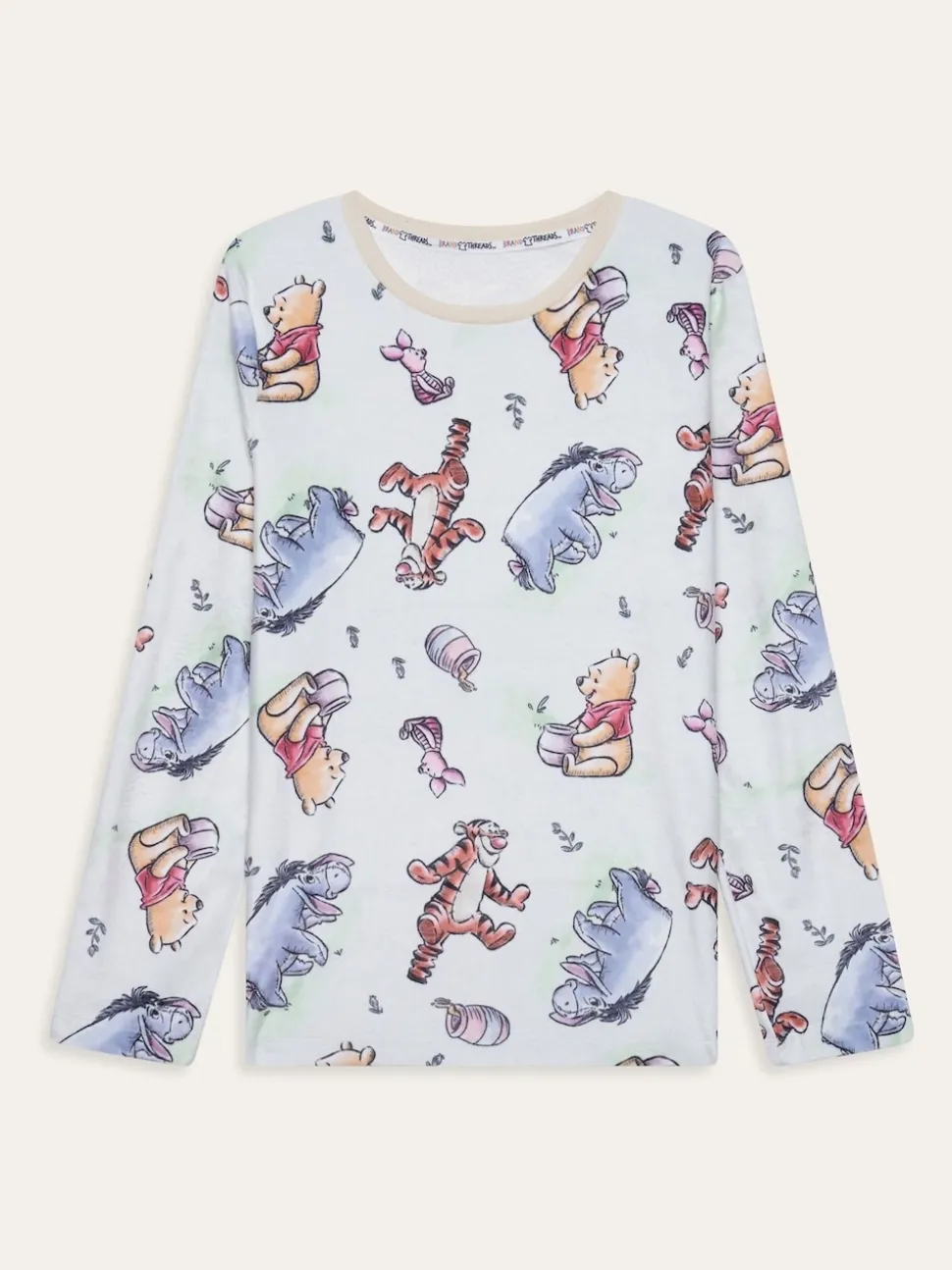 Brand Threads Natural Ladies Winnie The Pooh Fleece Pyjamas Set