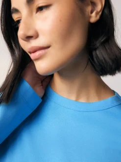 Bright Blue Long Sleeve Crew Neck T-Shirt