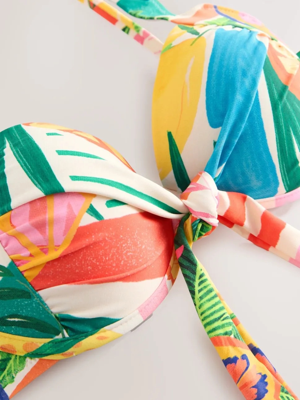 Bright Fruit Stripe Bow Front Padded Wired Bikini Top